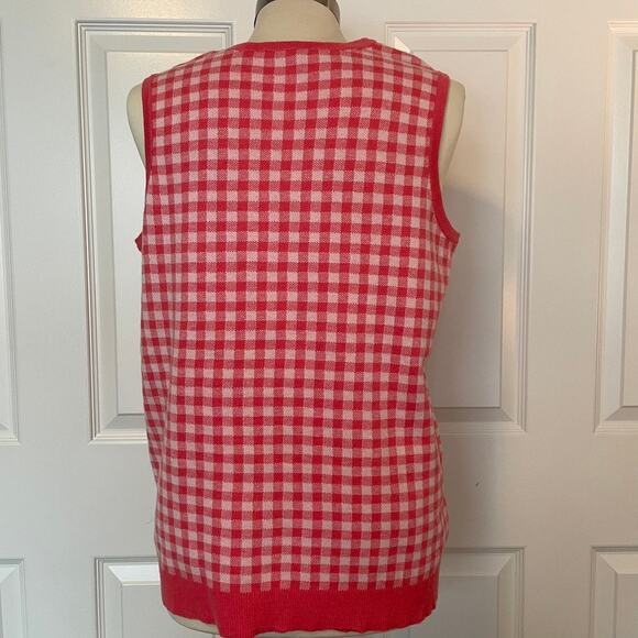 Isaac Mizrahi Pink Checkerboard Sweater Vest, size Medium - Picture 4 of 8